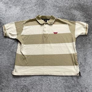 Levi's Polo Shirt Kids Boys 2XL Brown White Striped Collared Short Sleeve Casual